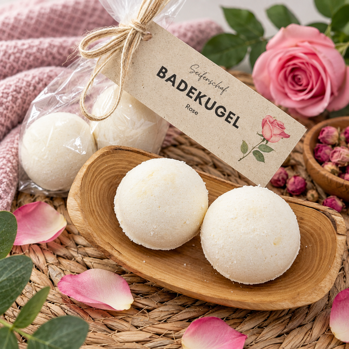 Badekugel Rose – sanfter Badezusatz mit zartem Rosenduft