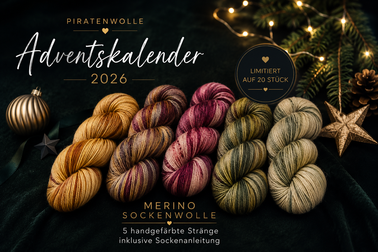 ADVENTSKALENDER 2026 Vorbestellung MERINO-Sockenwolle 5x100g