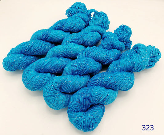 Sockenwolle *Glitzer* handgefärbt  71 Wolle, 24 Polyamid  5 Polyester  100 g   Nr. 323